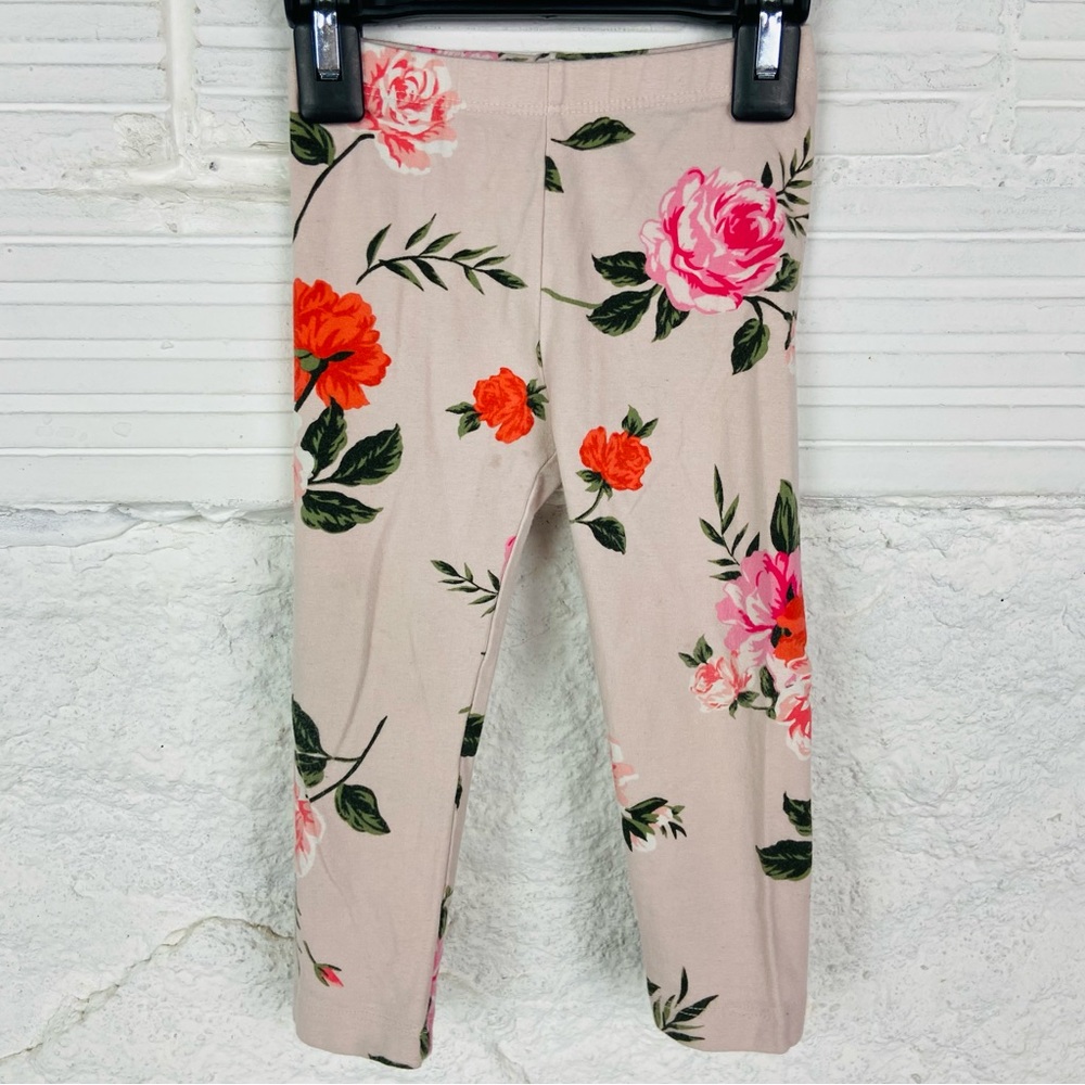 Old Navy Floral rose Kids cotton stretch Leggings - Pink and Orange size 2T